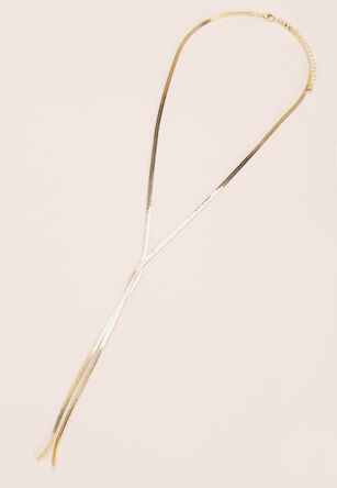 Womens Gold Y Snake Necklace