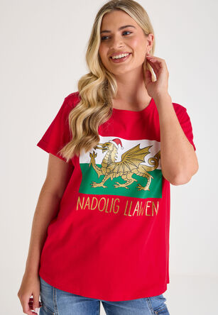 Womens Red Welsh Merry Christmas T-Shirt