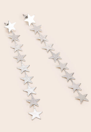 Womens Silver Star Drop Stud Earrings