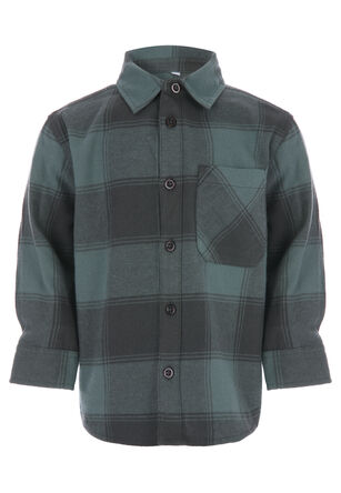 Younger Boys Mid Green Check Shirt