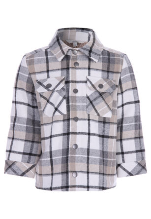 Younger Boys Charcoal and Grey Check Shacket