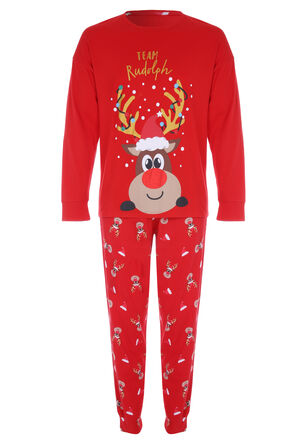 Mens Red Reindeer Christmas Family Pyjama Set