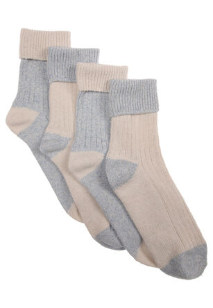 Womens 2pk Blue & White Thermal  Ankle Socks