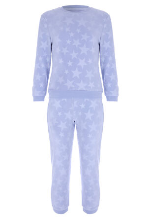 Girls Blue Fleece Star Print Pyjama Set