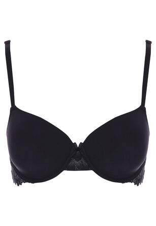 Womens Black Lace Strap T-shirt Bra
