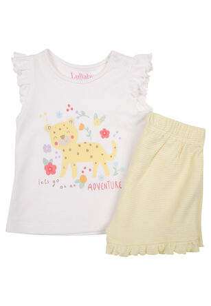 Baby Girls Yellow Leopard Graphic Print Top and Short Set