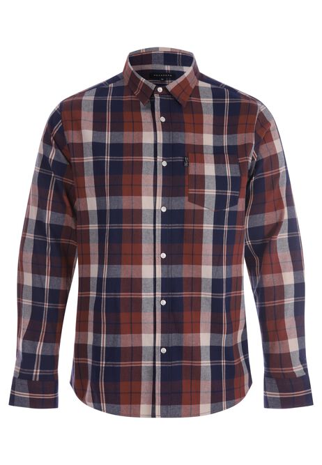 Mens Rust Flannel Check Shirt