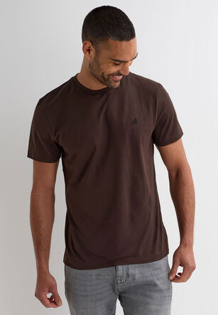 Mens Brown Crew Neck Basic T-Shirt