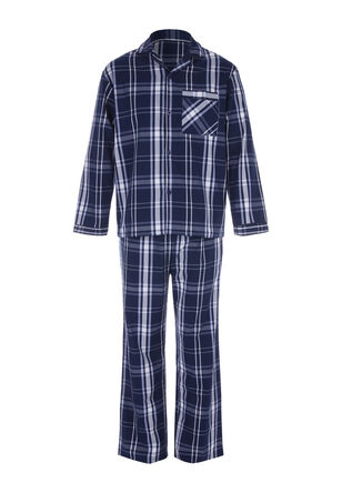Mens Navy & White Check PJ Set 