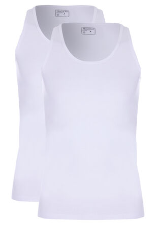 Mens 2pk White Seamless Vests