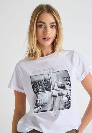 Womens White NYC Graphic T-Shirt