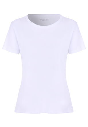 Womens White Crew Rib Top