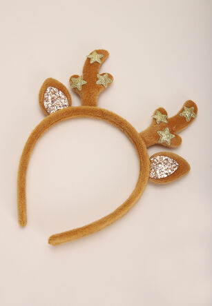 Girls Brown Christmas Reindeer Headband