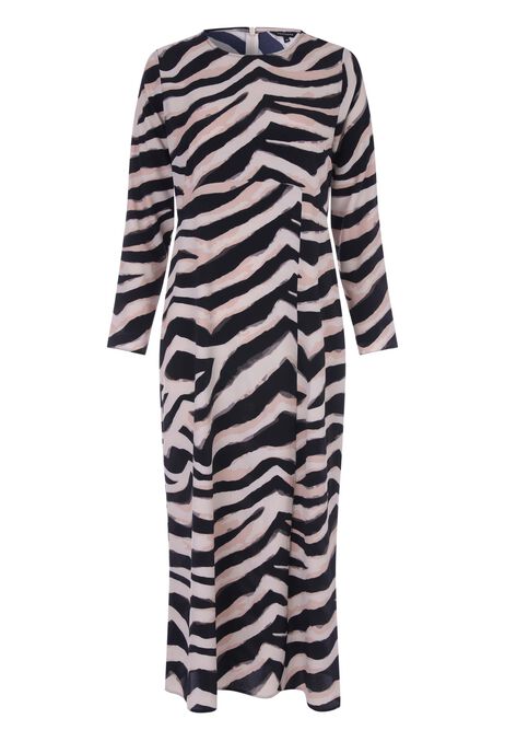 Womens Black & Cream Zebra Midi Dress