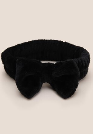 Womens Black Super Soft Stretchy Bow Headband