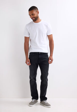 Mens Black Plain Ollie Straight Leg Jeans