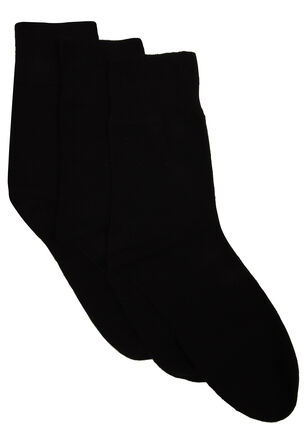 Womens 3pk Black Soft Top No-Marks Socks