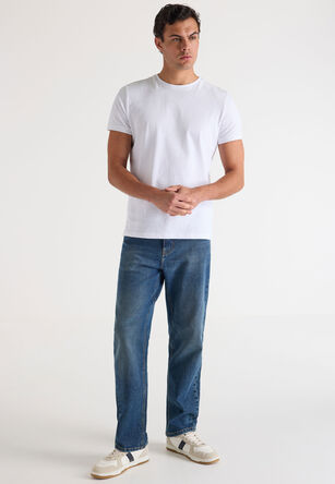 Mens Mid Blue Loose Fit Jeans 