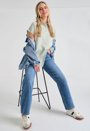 Womens Sage Cap Sleeve Shirt
