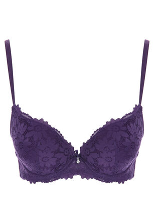 Womens Purple Lace Padded Bra