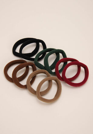 Womens 10pk Assorted Burgundy Elastic Hair Ties