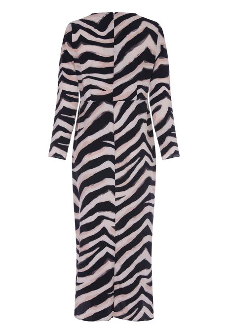 Womens Black & Cream Zebra Midi Dress
