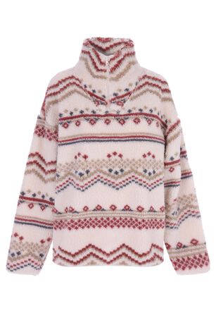 Womens Cream Fair Isle Long Sleeve Fleece
