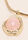 Womens Gold & Pink Gem Stone Pendent Necklace