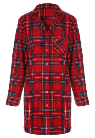 Womens Red Check Button Up Nightdress