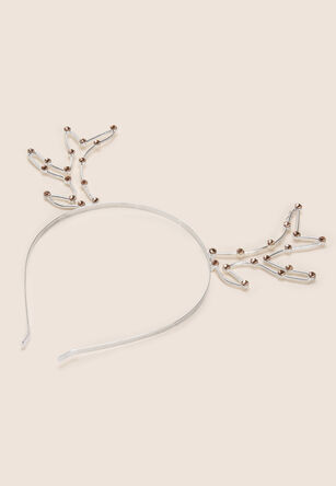 Womens Silver Christmas Reindeer Headband