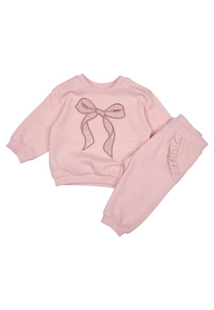Baby Girls Pink Bow Sweatshirt & Joggers Set