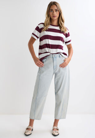Womens Light Blue Barrel Leg Jeans