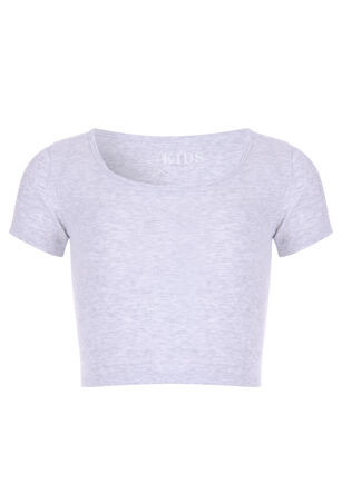 Older Girls Grey Marl Rib Crop T-shirt