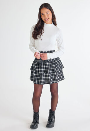 Older Girls White Ribbed Turtle Neck Top
