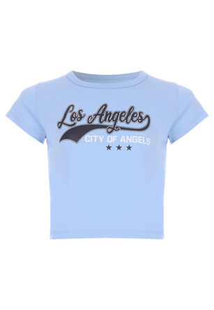 Older Girls Light Blue Slogan T-shirt