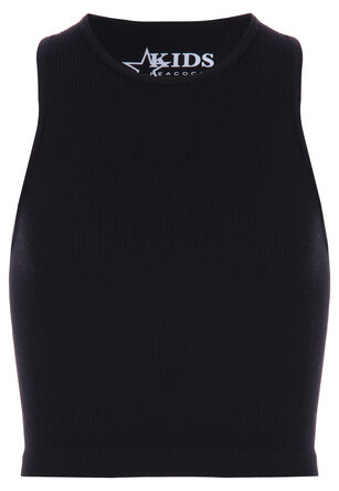 Older Girls Black Seam Free Rib Vest Top