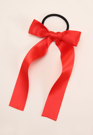 Girls Red Bow Hair Tie