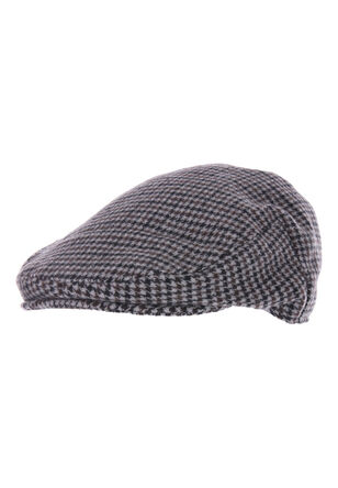 Mens Navy & Grey Check Flat Cap