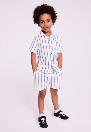 Younger Boys Blue Stripe Top and Short Set