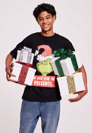 Older Kids Black Grinch Christmas Graphic T-shirt