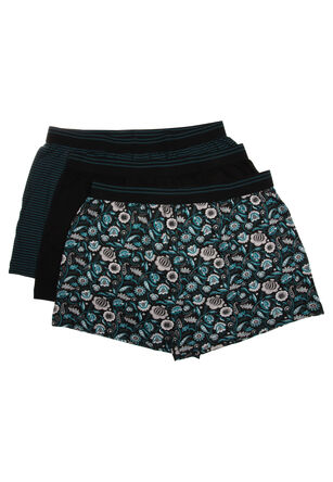 Mens 3pk Green Paisley Print Loose Fit Boxers