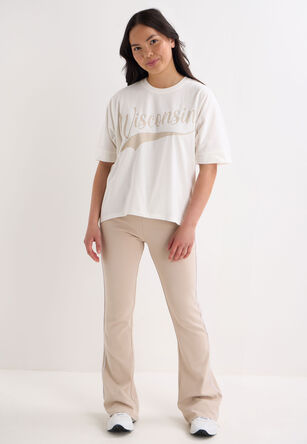Older Girls Cream Slogan Curve Hem T-Shirt
