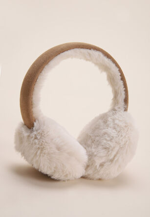 Older Girls Brown Plain Fluffy Earmuffs