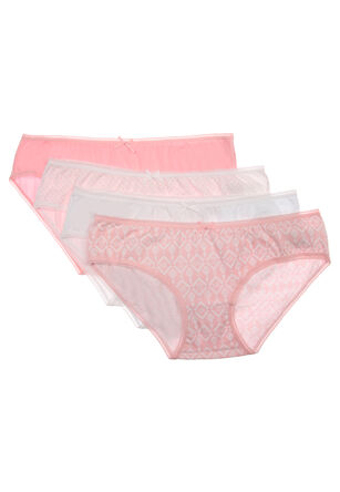 Womens 4pk Pink Geo Mini Briefs