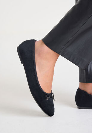 Womens Black Bow Ballet Pumps