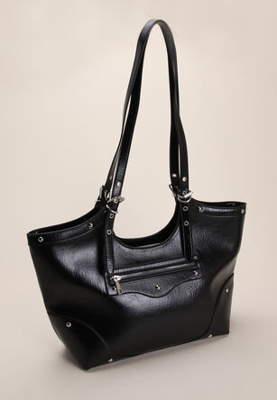 Womens Black Studded Tote Bag