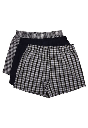 Mens 3pk Navy Gingham Woven Boxers