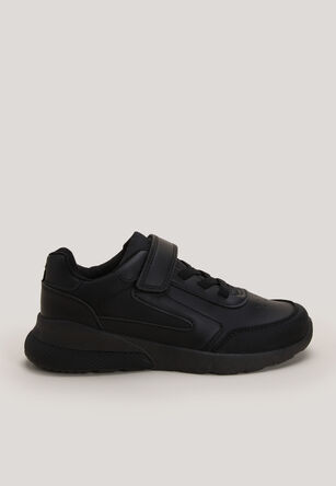 Older Boys Black Elastic Lace Trainers