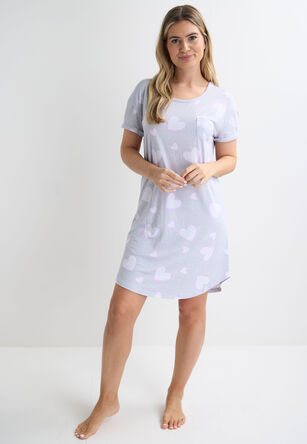Womens Grey Heart Soft Touch Nightdress