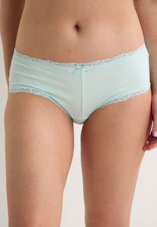 Womens 3pk Mint, Peach & Cream Ribbed Brazilian Briefs